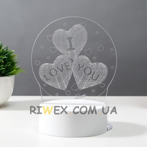 Світильник 3D Desk Lamp I love you, тепле світіння, USB (205)