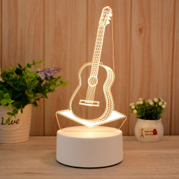 Светильник 3D Desk Lamp Гитара, теплое свечение, USB (205)
