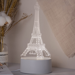 Светильник 3D Desk Lamp Эйфелевая башня, теплое свечение, USB (205)