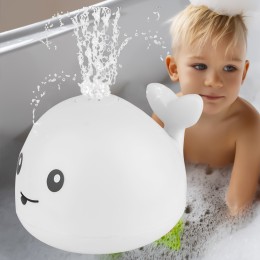 Силіконова іграшка для купання дитини Spray Water Bath Toy Кит з фонтанчиком і LED підсвічуванням Білий