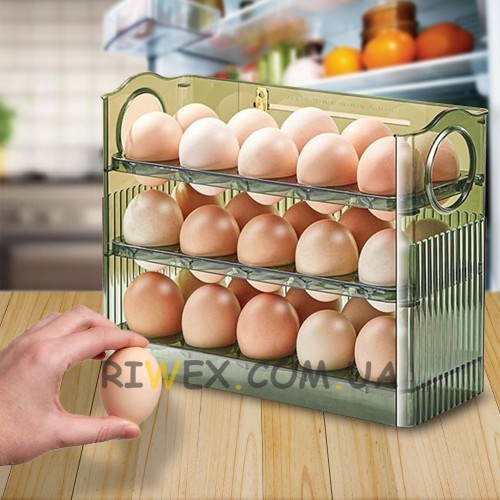 Контейнер-органайзер для яиц в холодильник на 30 штук, Зеленый (WAN/205)