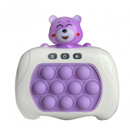 Електронна іграшка-антистрес Quick Push Puzzle Game Fast №221В, Фіолетовий + м'яка іграшка Ведмедик Grumpy Bear, Фіолетовий (КК)