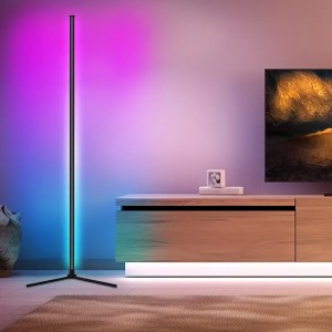 Кутовий торшер HA-10 RGB підсвічування з управлінням пультом ДУ 1.4 м, Чорний (205)