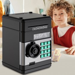 Игрушечный детский сейф с электронным замком, Number Bank копилка для детей, банкомат, Черно-серый (219)