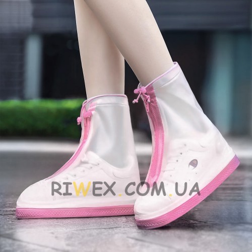 Багаторазові бахіли-чохли Waterproof Shoe Covers на взуття від дощу і бруду, розмір S (35-36), Рожевий
