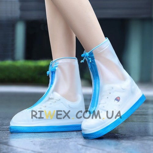 Багаторазові бахіли-чохли Waterproof Shoe Covers на взуття від дощу і бруду, розмір S (35-36), Блакитний