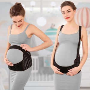 Бандаж для беременных с резинкой через спину для поддержки, размер XXL, Черный (205)