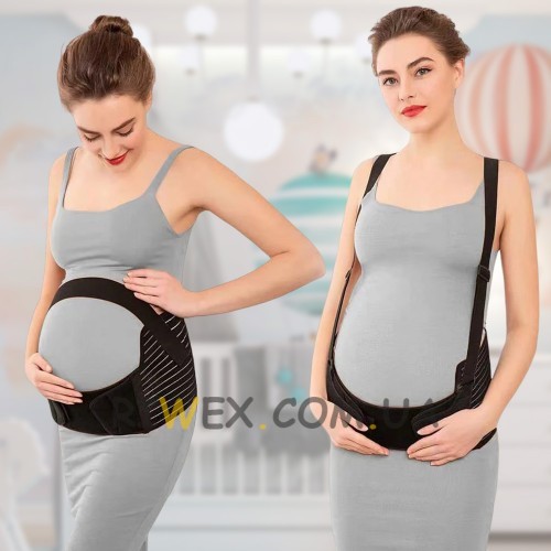 Бандаж для вагітних з резинкою через спину для підтримки, розмір XXL, Чорний (205)