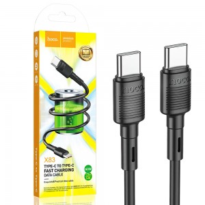 Кабель HOCO X83 Victory Type-C to Type-C 1м, 60W, Чорний (206) Кабель HOCO X83 Victory Type-C to Type-C 1м, 60W, Чорний (206)