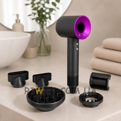 Фен-стайлер HAIR DRYER 5в1 з насадками та іонізацією 1600 Вт для укладки волосся, Фіолетовий (X05/2870)