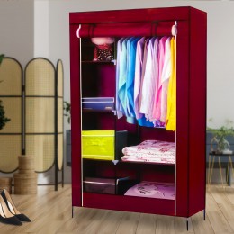 Каркасный тканевый складной шкаф для одежды и обуви 105х45х175 см Storage Wardrobe 98105 Бордовый (N-17)