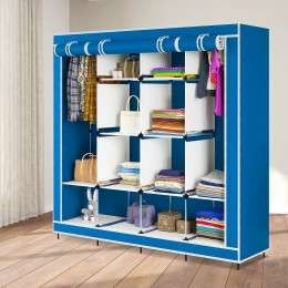 Універсальна мобільна складана каркасна шафа для одягу Storage Wardrobe 28170 на 4 секції Синій (N-1)