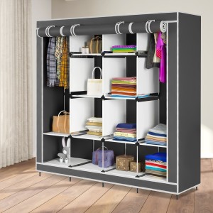 Універсальна мобільна складна каркасна шафа для одягу Storage Wardrobe 28170 на 4 секції Сірий (N-1)
