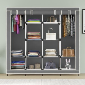 Універсальна мобільна складна каркасна шафа для одягу Storage Wardrobe 28170 на 4 секції Сірий (N-1)