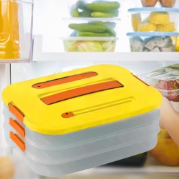 Кухонний потрійний контейнер для заморожування та зберігання продуктів 3 рівня 50208-0008 Жовтий (WAN)