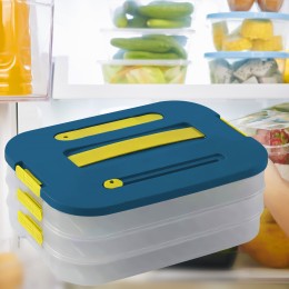 Кухонний потрійний контейнер для заморожування та зберігання продуктів 3 рівня 50208-0008 Синій (WAN)