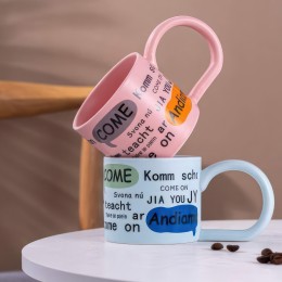 Керамічна чашка з малюнком та ручкою 0228 Рожевий (WAN)