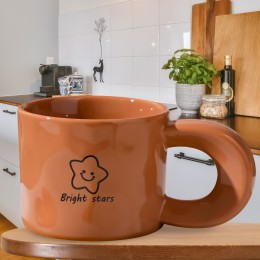 Керамическая чашка с рисунком и ручкой 0226 Оранжевый (WAN)