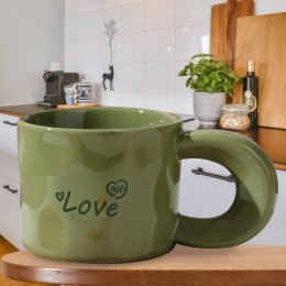 Керамическая чашка с рисунком и ручкой 0226 Зеленый (WAN)