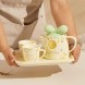 Керамический чайный набор из двух чашек, чайник, подставка 0213 Зеленый бант (WAN)