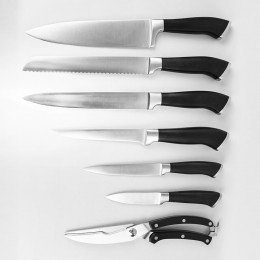 Набір кухонних ножів+кухонні ножиці на дерев'яній підставці 8 предметів Maestro MR-1422 (235)