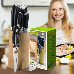 Набір кухонних ножів+кухонні ножиці на дерев'яній підставці 8 предметів Maestro MR-1422 (235)