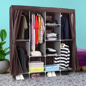 Тканевый складной шкаф органайзер Storage Wardrobe 88165 на 4 секции, Коричневый (N-2)