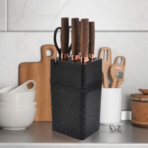 Набір кухонних ножів на підставці Knife Set MAG-709 із 7 предметів, Темне дерево (219)