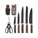 Набір кухонних ножів на підставці Knife Set MAG-709 із 7 предметів, Темне дерево (219)