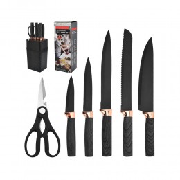 Набір кухонних ножів на підставці Knife Set MAG-709 із 7 предметів, Чорний (219)