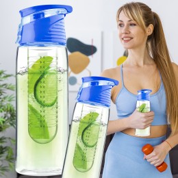 Спортивна фітнес-пляшка для води та напоїв з відділенням для фруктів Fruit Bottle 700 мл Синій