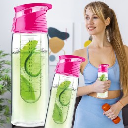 Спортивна фітнес-пляшка для води та напоїв з відділенням для фруктів Fruit Bottle 700 мл Рожевий