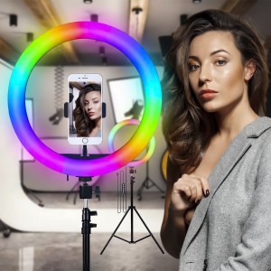 Кільцева кольорова LED SOFT RING LIGHT MJ33 RGBW 33 см та штатив 210 см