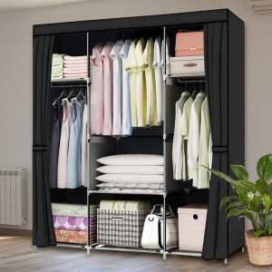 Тканевый складной шкаф HCX Storage Wardrobe CL-128, Черный (N-15)