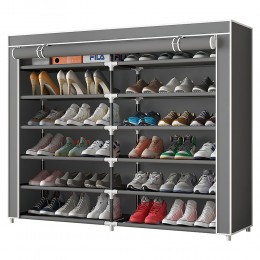 Тканевый шкаф для вещей и обуви T2712, 118х30х110 см, Серый (N-3)
