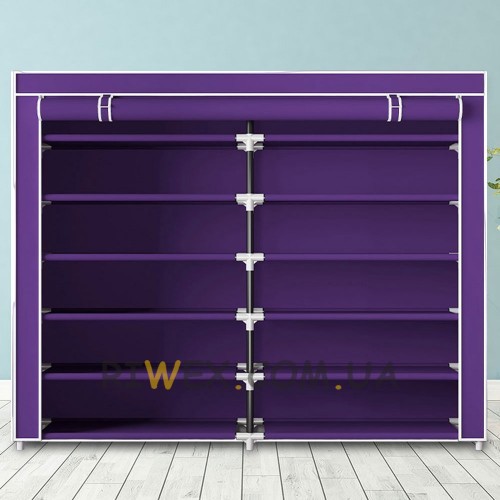 Тканевый шкаф для вещей и обуви T2712, 118х30х110 см, Фиолетовый (N-3)