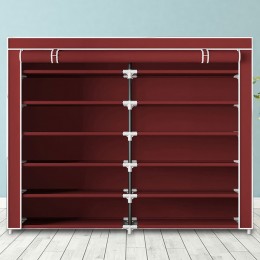 Тканевый шкаф для вещей и обуви T2712, 118х30х110 см, Бордовый (N-3)