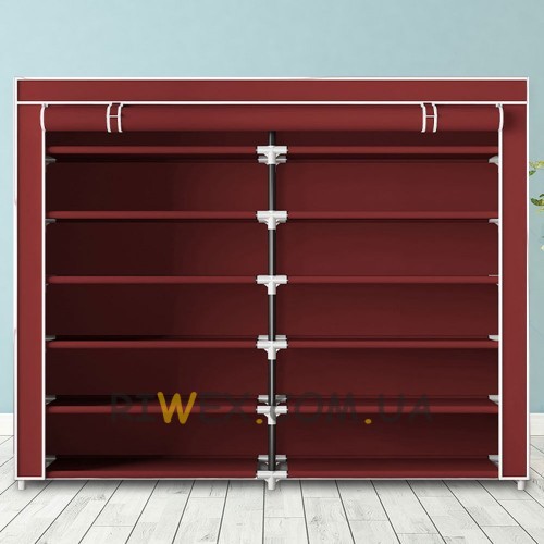 Тканевый шкаф для вещей и обуви T2712, 118х30х110 см, Бордовый (N-3)