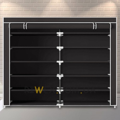 Тканевый шкаф для вещей и обуви T2712, 118х30х110 см, Черный (N-3)