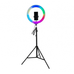 Кільцева кольорова RGB SOFT RING LIGHT MJ33 RGBW 33 см та штатив 210 см