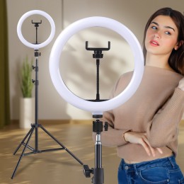 Кольцевая цветная LED селфи-лампа, подсветка для фотографов блогеров, тиктокеров, визажистов со штативом в комплекте 33см
