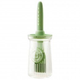 Скляна ємність-пляшка диспенсер для олії з силіконовою щіткою AND583 Зелений (205)