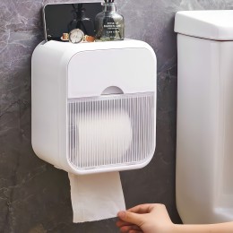 Настенный держатель для туалетной бумаги с полочкой Toilet Paper Holder Белый (212)