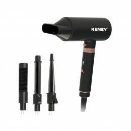 Многофункциональный фен-мультистайлер с 4 насадками для укладки, выпрямления и завивки волос Kemey KM-9203 4в1 (259)
