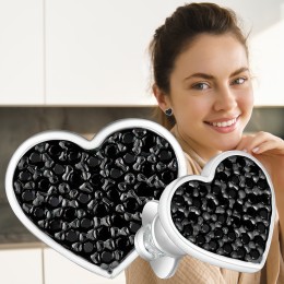 Женские сережки-гвоздики пусеты в форме сердечка Stainless Steel с черными цирконами 