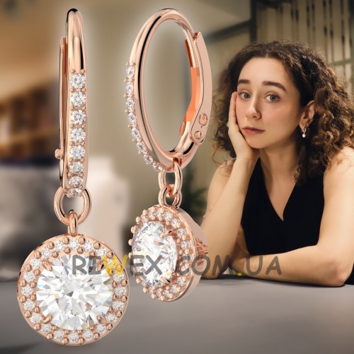 Жіночі сережки з підвіскою "SWAROVSKI CONSTELLA" золотий колір з фіанітом