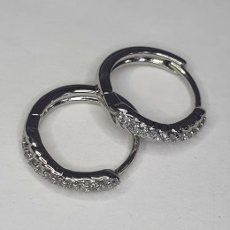 Женские сережки-кольца серебрный цвет с фианитами 342
