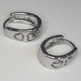 Жіночі сережки-кільця з цирконієм "Любов" срібний колір