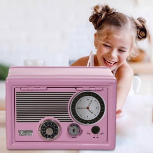 Детский сейф Metal Safe Radio с ключом металлический, Розовый (626)