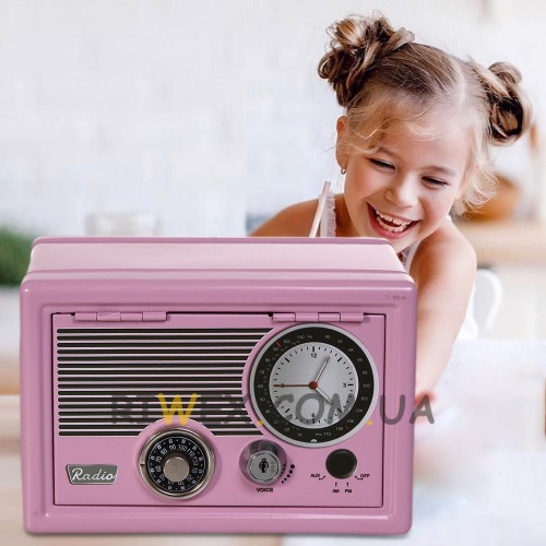 Детский сейф Metal Safe Radio с ключом металлический, Розовый (626)